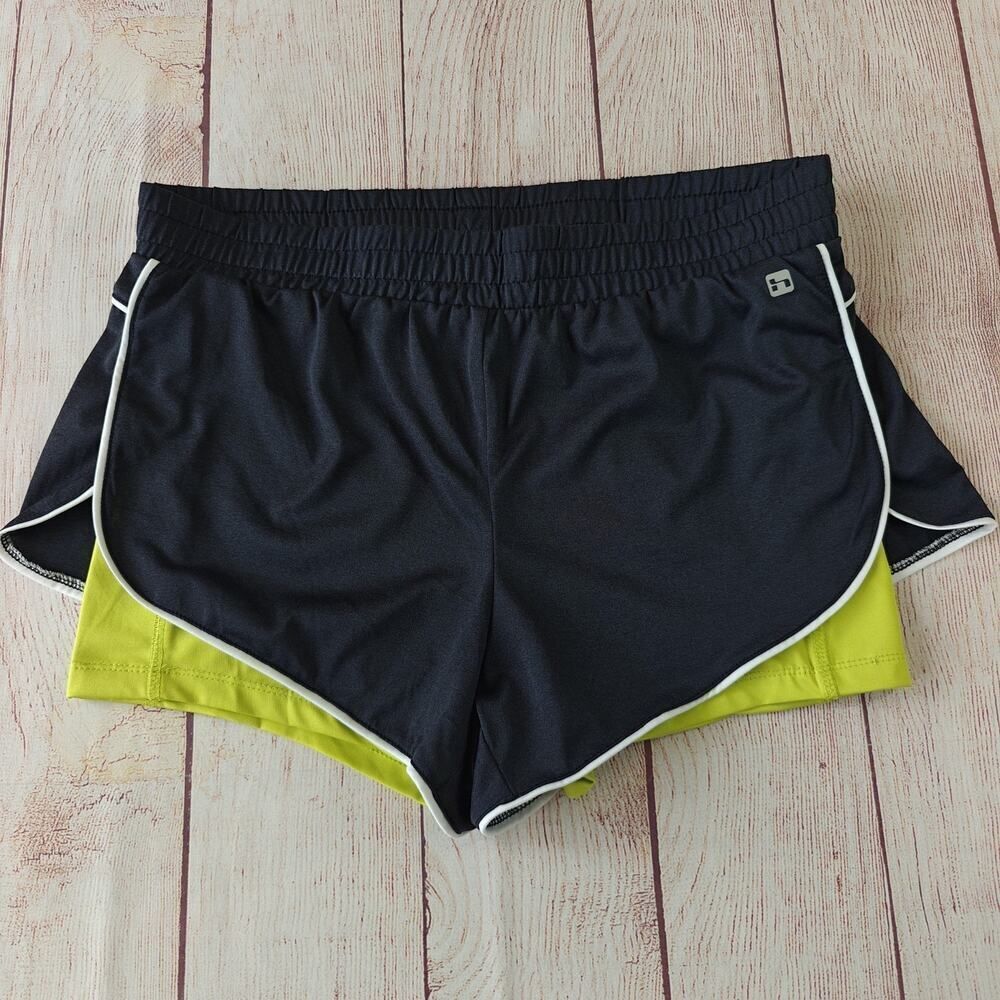 Hind black and neon green active shorts sz M